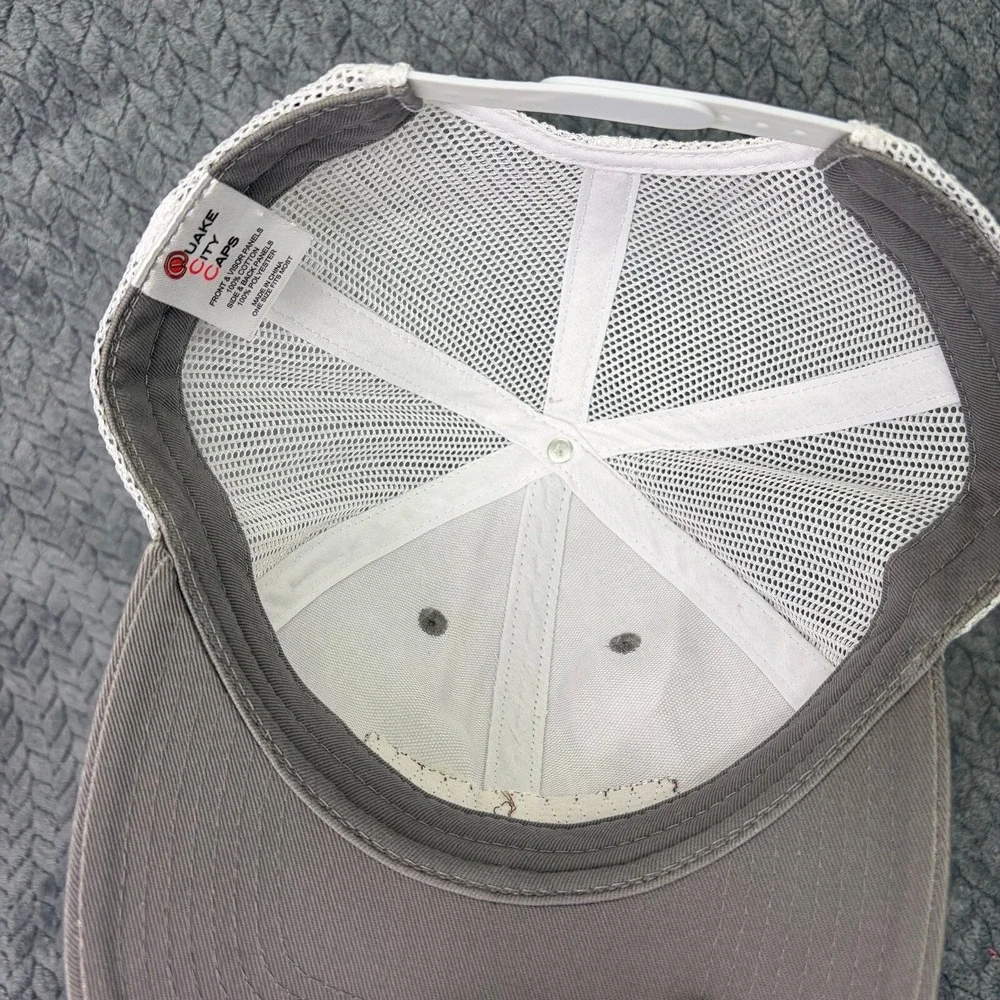Edward Jones Quake City Caps Grey White Trucker Hat Snapback Mesh Logo Cap